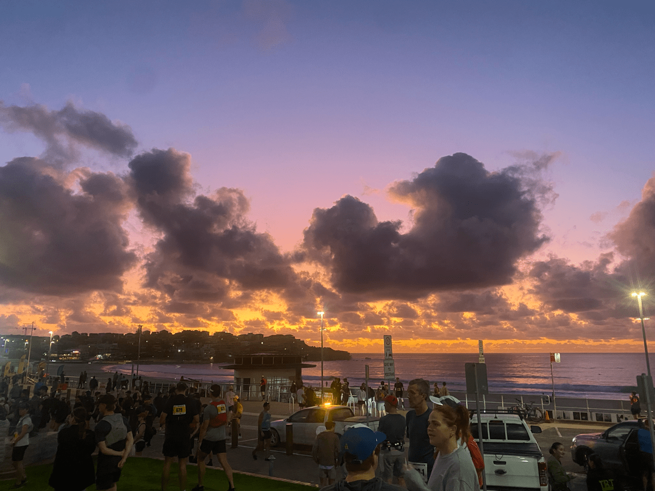Sun rising over Bondi beach
